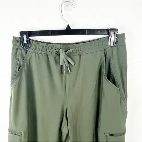 Eddie Bauer  Green Drawstring Waist Multiple Pockets Fleece Lined Pants, Size 8