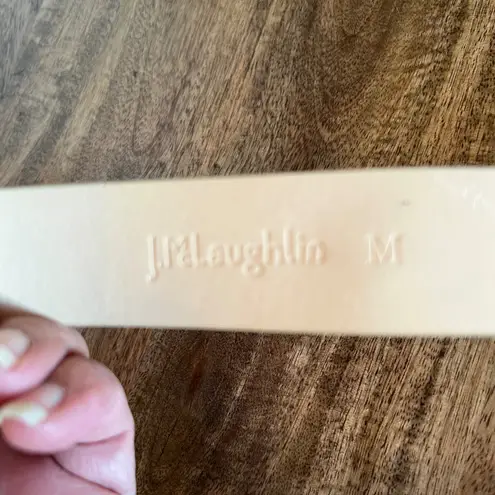 J McLaughlin Women M Felice Metal Bamboo Leather Belt Bone Solid Gold Size M