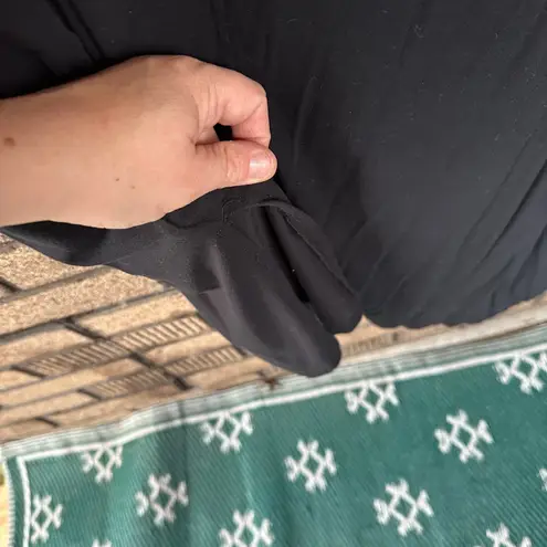 Ava & Viv Black Jersey Midi Dress 2X | V-Neck Oversized Pocket Dress