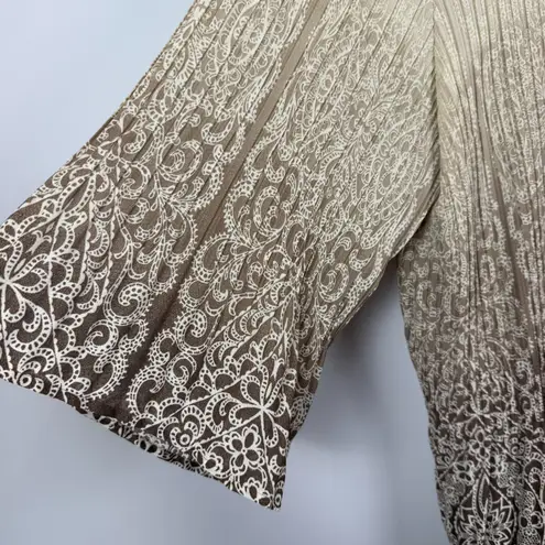 Catherines Top Women's 4X 30/32W Tan Brown Ombre Crinkle Sequin Tunic Peasant