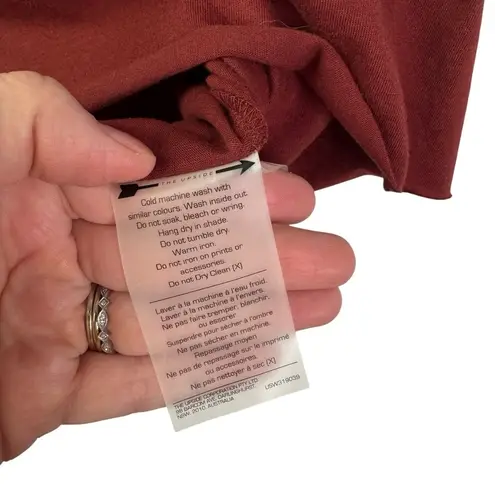 THE UPSIDE Logo Frill Muscle Tee Shirt Tank Maroon Ruffle Arrow Sleeveless 12 Red