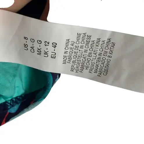 La Blanca Sunshine Navy Peach Halter Fruit Floral 2 Piece Bikini Swimsuit Set 8