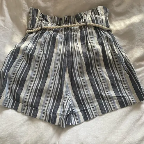 Zaful  Forever Young Striped High-Waisted Shorts- Blue and White