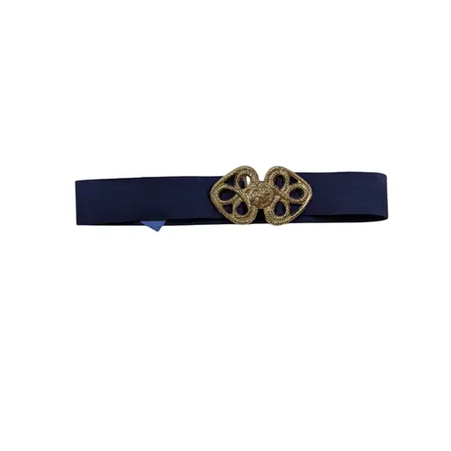 Ginger Propper For Two Blondes New York Navy Elastic Belt Gold Buckle Women M Blue Size M