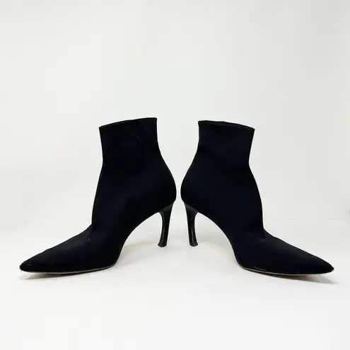 MM.LaFleur M.M. Lafleur The Lana 3D-Knit Stretch Pull On Ankle High Heel Boots Shoes Black