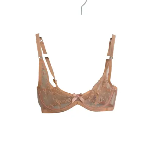 Agent Provocateur Bra Womens 32DD Henrieta Full Cup Underwired Blush Sheer Mesh Pink Size undefined