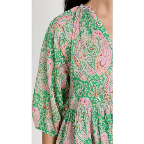 Ba&sh 💕💕 Odeon Robe Dress ~ Vert Green Paisley Print Large