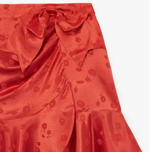 The Kooples Mini Wrap Silk Skirt with Ruched Ruffle & Bow
