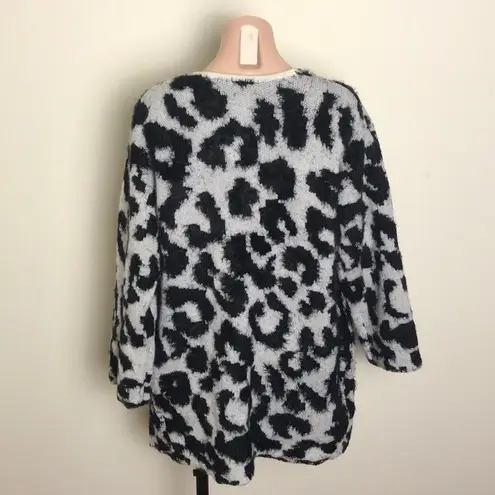 UNIQ Animal Print Open Front Cardigan Gray Black Size M