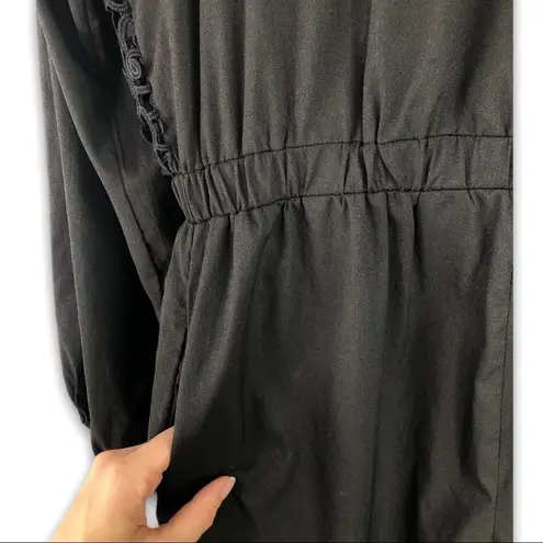 Blush Noir - Black Crochet Back Jumpsuit - Medium