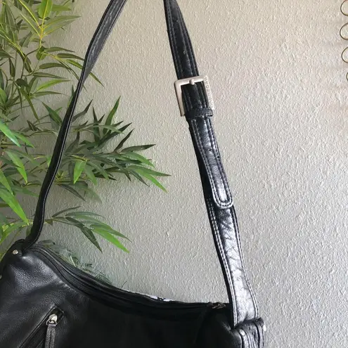 Vintage Stone & Co. Black leather hemispherical half circle bag purse