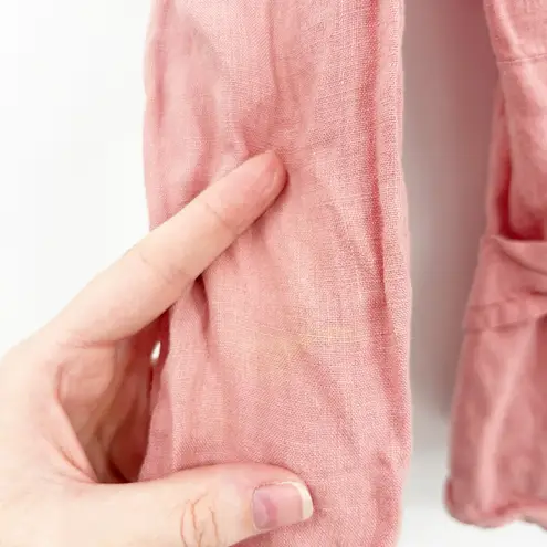 Flax Womens Boho Beachy Lagenlook Button Front 100% Linen Shirt Blouse Size S - Image 3