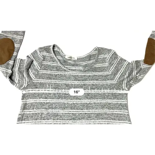 TwelveMonths Gray Striped Elbow Patch Jersey Knit Swing Dress size Small Causal