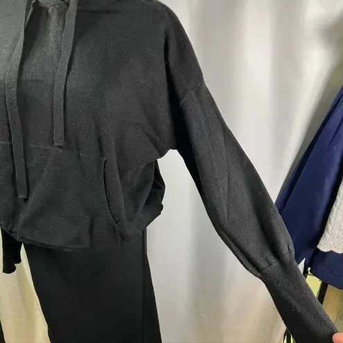 Evereve Women's Black Knit Hoodie Sweater Dress Size L Loungewear Casual