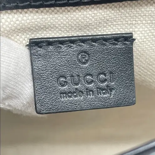 Gucci  GG Logo Embossed Belt Bag Fanny Pack Black Leather Crossbody Bag