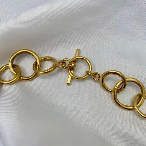 Early 2000's Chunky Gold Metal Chainlink Leo Lion Waist Toggle Belt 32.5"