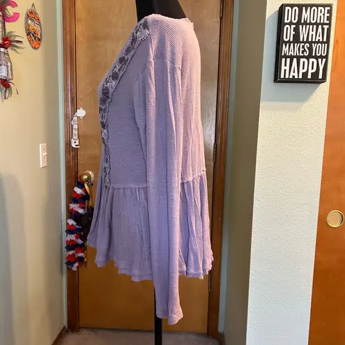 Eyeshadow  lavender long sleeve peplum top oversized L