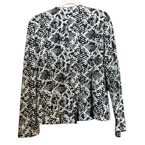 Kasper  Blazer Womens 12 Black White Print Soft Shell Hidden Pockets Jacket