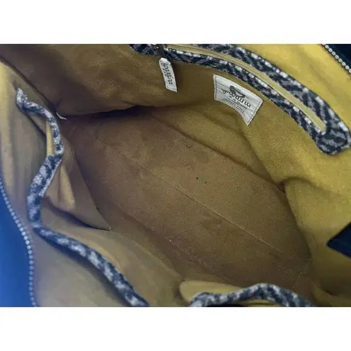 Spartina 449 Fabric Chevron Print Leather Linen Lined Shoudler Bag Womens Purse