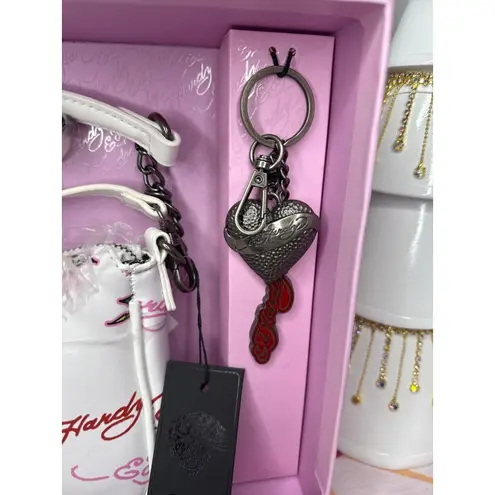 Ed Hardy White Baguette with Charm Key ring Set