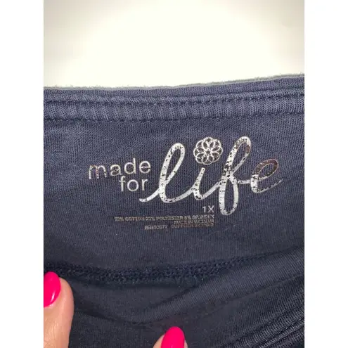 Made for life Women's 1X Blue Knit Capri Pants Elastic Waist Casual - Image 2