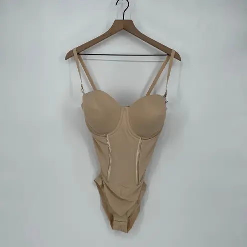 Maidenform Lightly Lined Tummy Control Bodysuit 38D Beige Corset Style