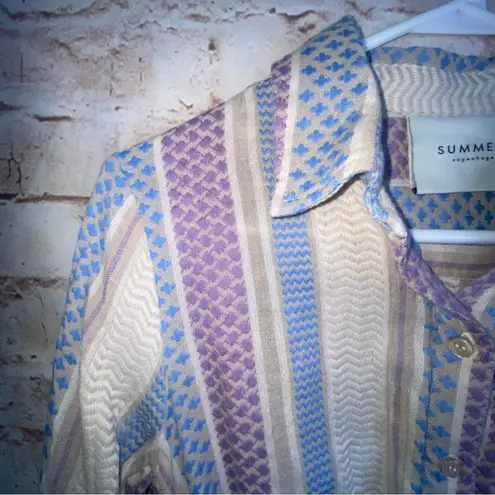 Summery Copenhagen Louise Long Sleeve Shirt Dress Size Small Purple