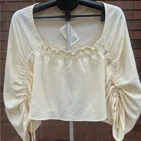 Prómesa Promesa Romantic Blouse Top Womens Size Medium Puff Sleeve Cream Off White Fairy