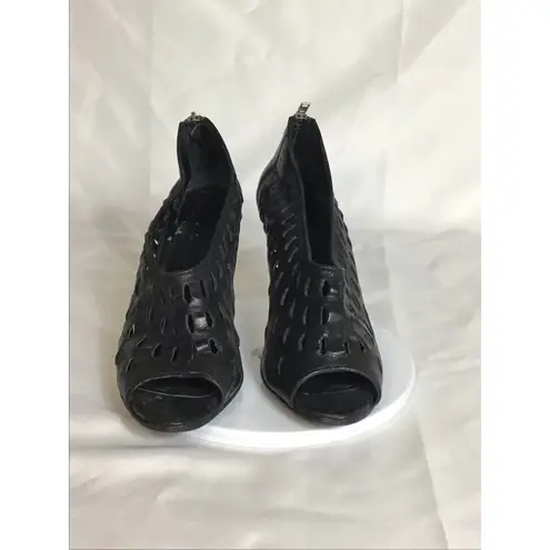 Loeffler Randall Women Peep Toe Heels Sz 11B Black EUC Flaw Edgy Sexy Formal