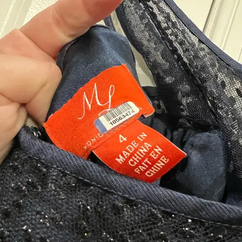 Monique Lhuillier ML Navy Blue Francesca Gown Size 4 US $900