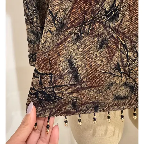 Ronni Nicole By Ouida Paisley Drape Back Cowl Neck Vintage Blouse Size XL