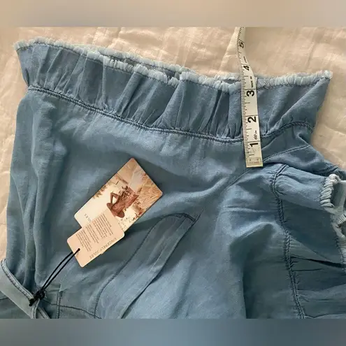 Sincerely Jules Shorts Blue High Rise Paper Bag Short Tie Waist NEW Sz Medium