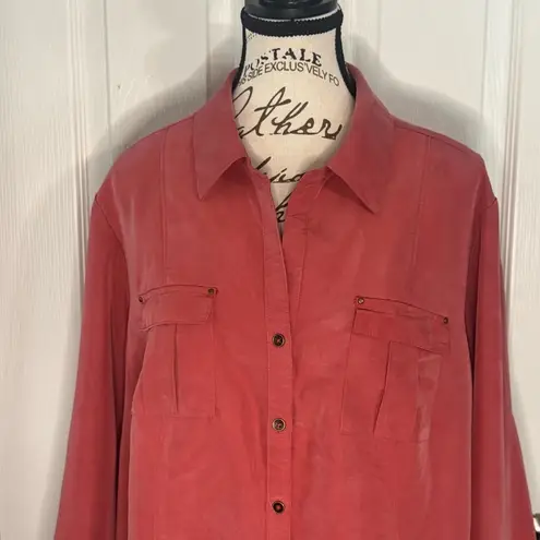 Roz & Ali Coral Button-Up Shirt