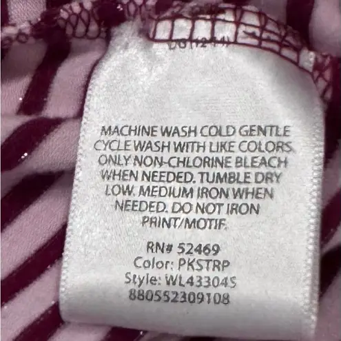 White Stag Pink Burgundy Stripe Turtleneck Top L | Cozy Sparkle Christmas Look