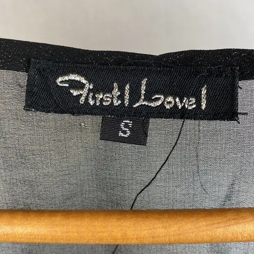 First Love Sheer Metallic Neck Mesh Sleeveless Tank Top S