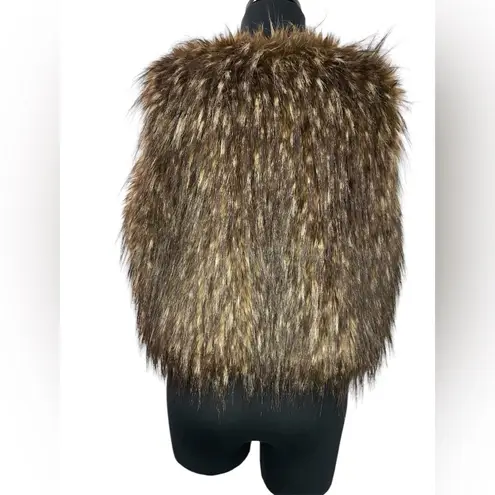 Shaggy faux fur vest animal print ski resort snow Brown Size M