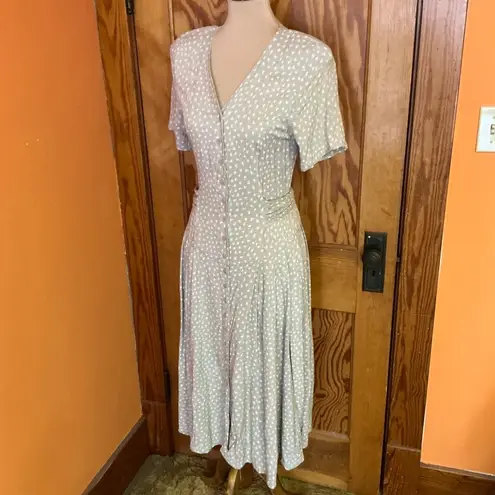 Vintage 80s Together Beige Floral Drop Waist Midi Dress Size 6