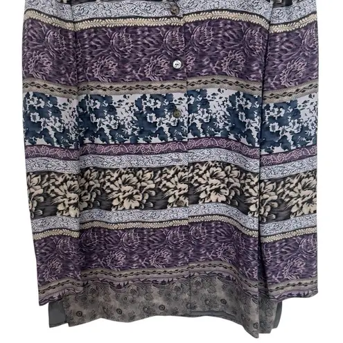 Dana Buchman Vintage Floral Long Sleeve 100% Silk Long Sleeve Blouse Size 2