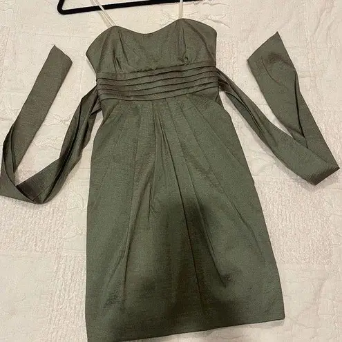 Night Way Collections Green Cocktail Mini Strapless Dress with Back Bow XS Small