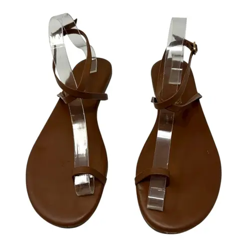 Tkees Brown Leather Strappy Flat Sandals Women’s Size 10
