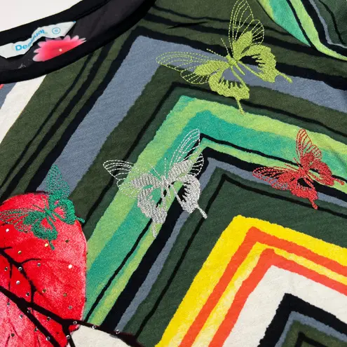 Desigual Lebond Colorful Embroidered Knit Short Sleeve T-Shirt Dress NEW Size S