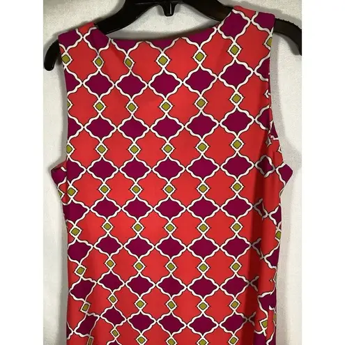 JUDE CONNALLY Beth Dress Mod Geometric Nylon Y2K Sport Casual Travel Knee Length Orange