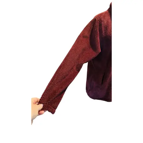 Magellan Outdoors Classic Fit Womens Med Sweater Waffle Fleece Burgundy Soft
