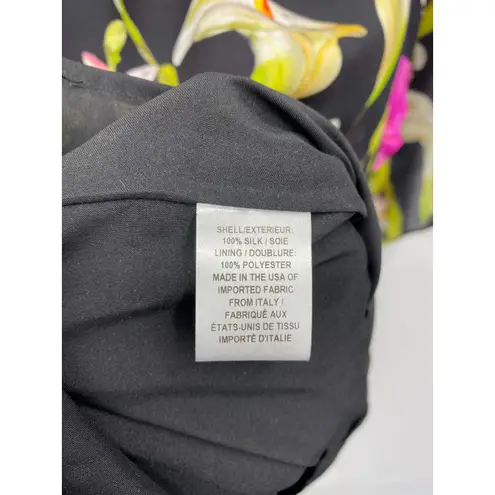 Milly Dress Flutter Sleeve Lilly Floral 100% Silk Black Pink Mini Size 0 New