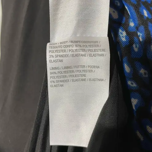 Susan Graver New Animal Print Mesh Midi Wrap Dress Blue Black Size Medium