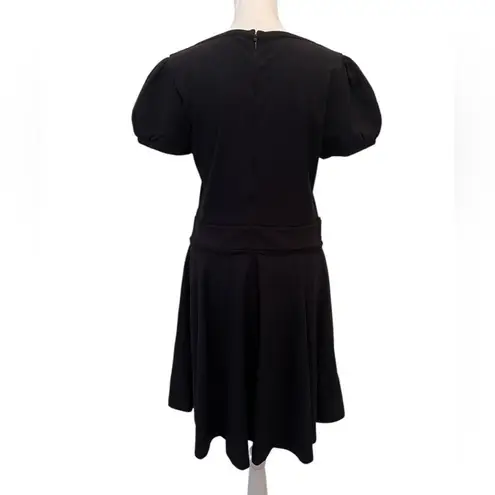 NWT Red Valentino szXL LBD with puff sleeves banded waist a bow and lacy trim Black Size XL