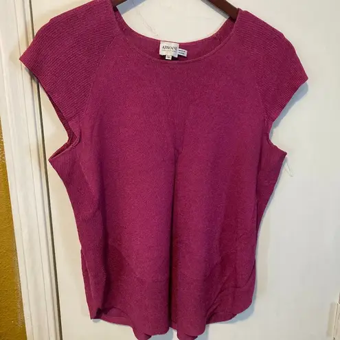 Armani Collezioni NEW women's 10 stretchy knit semi-see-thru cap sleeve top NWOT