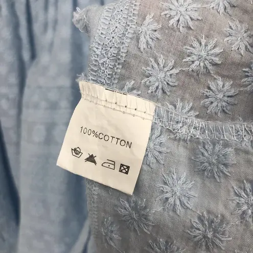 Velzera Mini Dress Light Blue Floral Embroidered Sleeveless Lined Size S