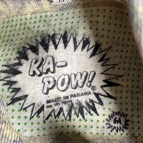 Vintage acid washed denim jacket with NYC on the back Medium unisex Blue