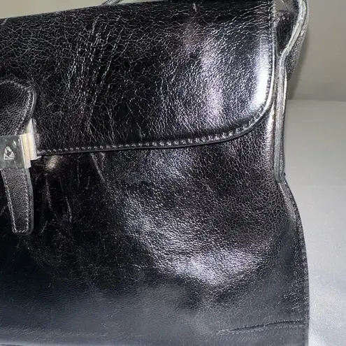 Gianni Chiarini • Vintage Cow Leather Black Shoulder Bag Y2K Italy Coin Pouch